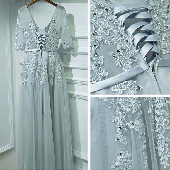 White Tulle + Lace Gown - Picture 3 of 9